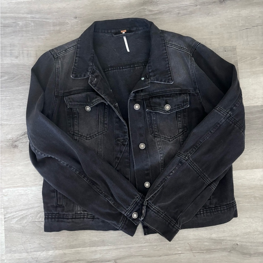 Free People Black Jean Jacket